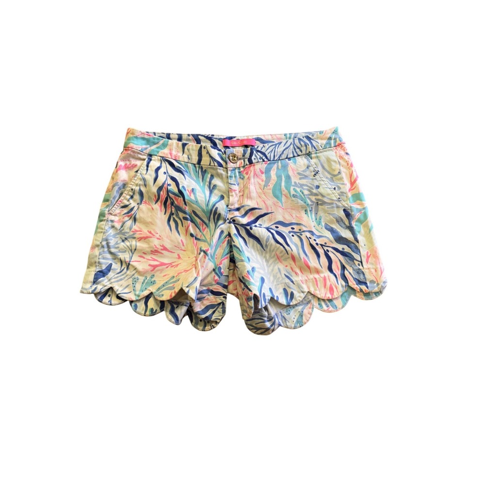 Lilly Pulitzer Scallop Hem Tropical Print Shorts Size 6 Coastal Preppy